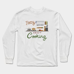 Potty About Cooking Illustrative Design Long Sleeve T-Shirt